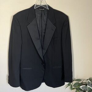Vintage Christian Dior Monsieur Blazer Black One Button Union Made 42R Wool